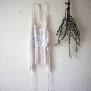 Macrame halter tie back top